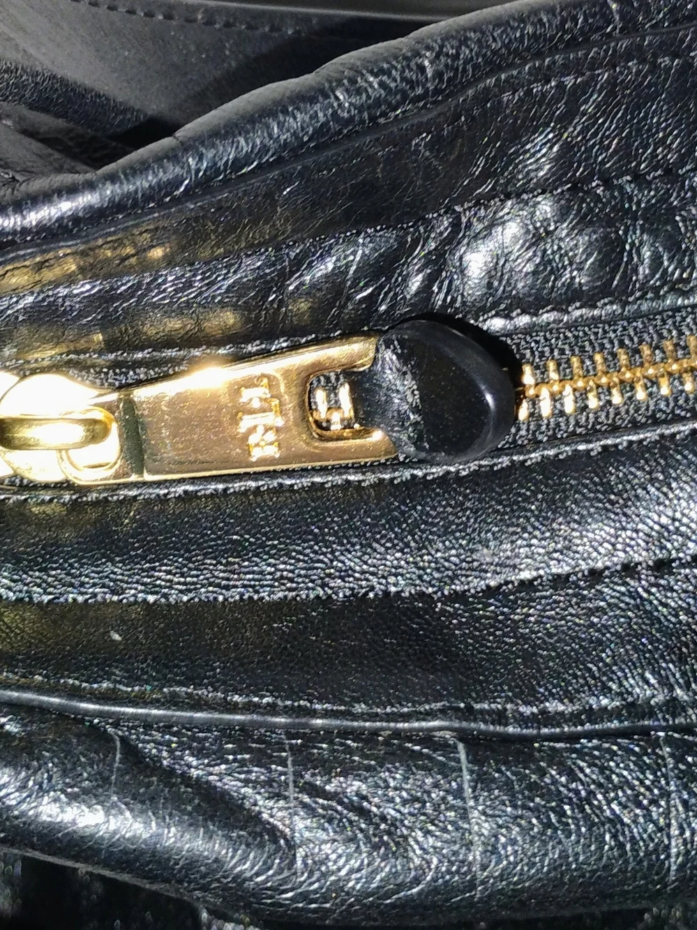 Lauren Ralph Lauren Black Croc Embossed Large Shoulder Tote Bag Gold Hardware